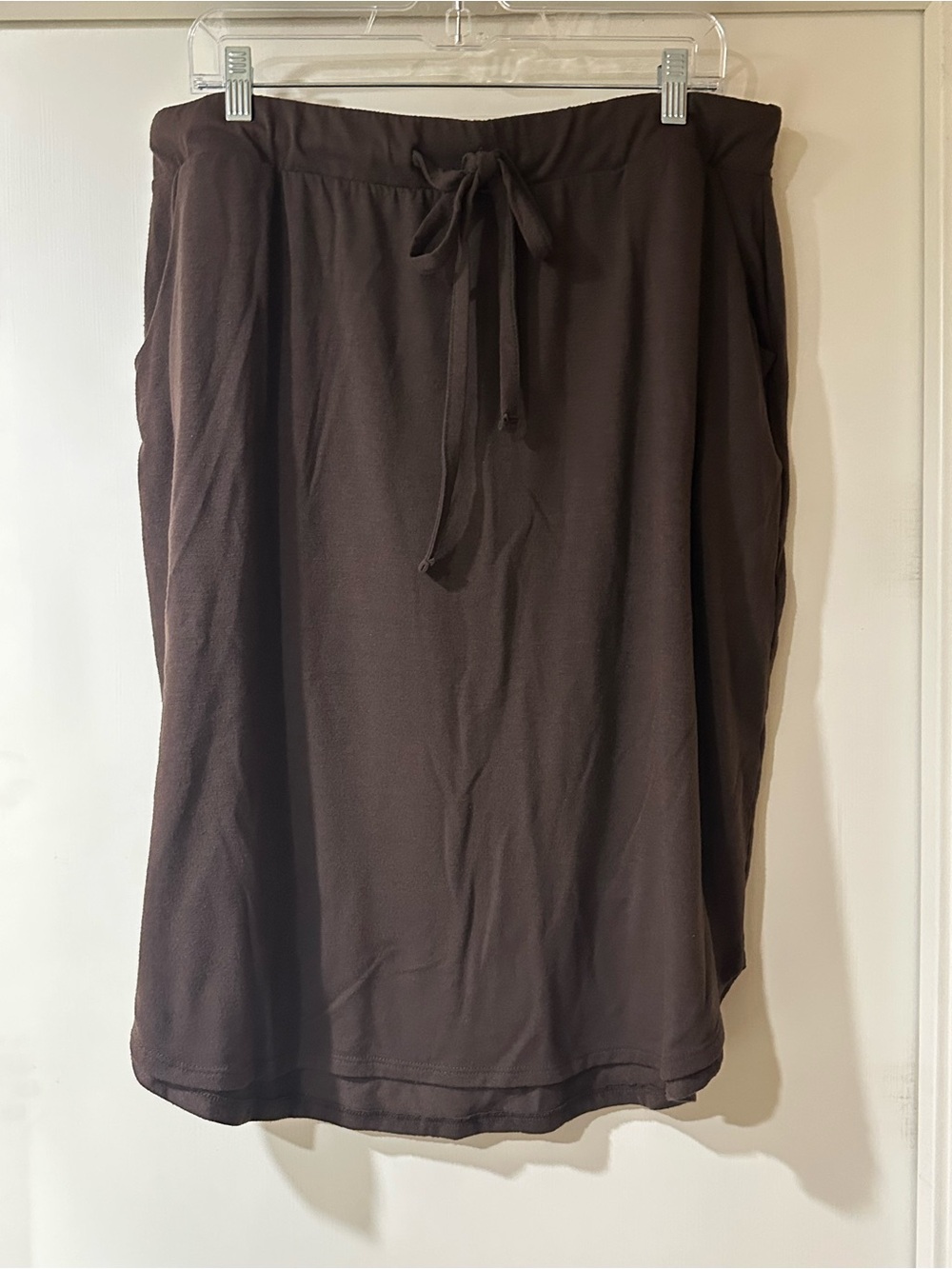 Zenana Outfitters Dark Brown Drawstring Midi Skirt